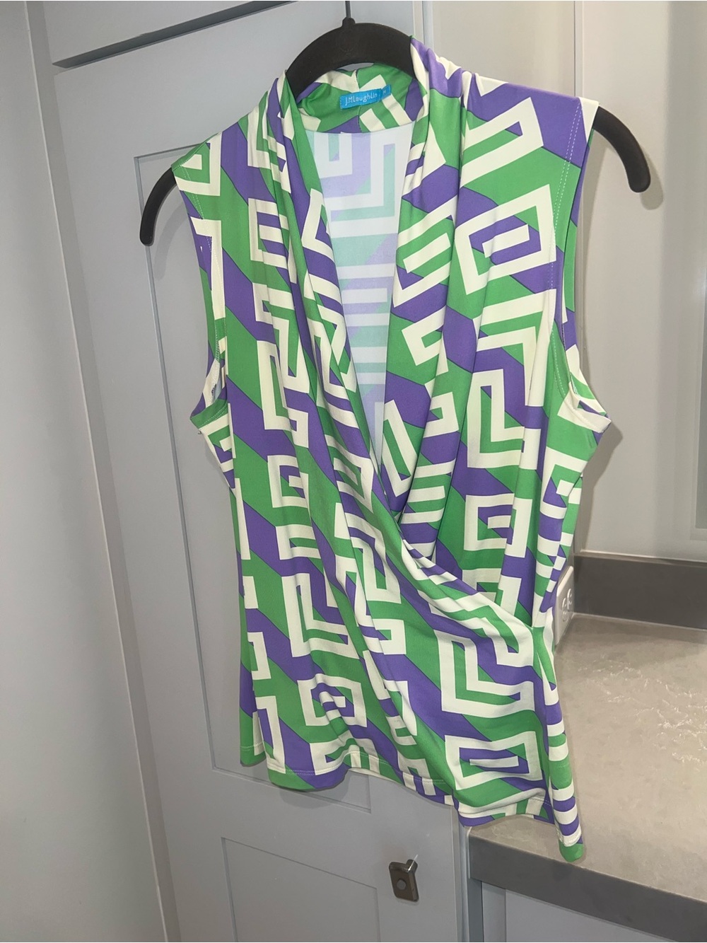 J. McLaughlin Green, Purple, White Geometric Top-LIKE NEW - Picture 3 of 10